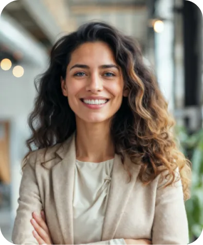 Business woman photo used in hero section