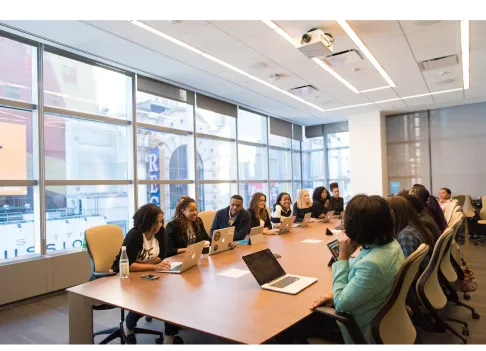 A meeting photo in a new york city office